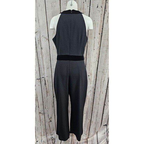 WN Women's‎ 12 Eliza J Pleated Halter Neck Velvet Accent Jumpsuit Romper Black - Picture 4 of 7